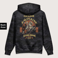 Black Camo Eleanor of Aquitaine Second Crusade Tour - Premium Hoodie - Back Print - history buff gift by HistoHead