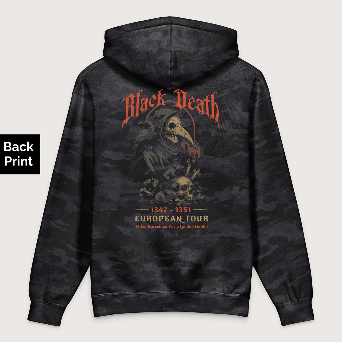 Black Camo Black Death European Tour - Premium Hoodie - Back Print - history buff gift by HistoHead