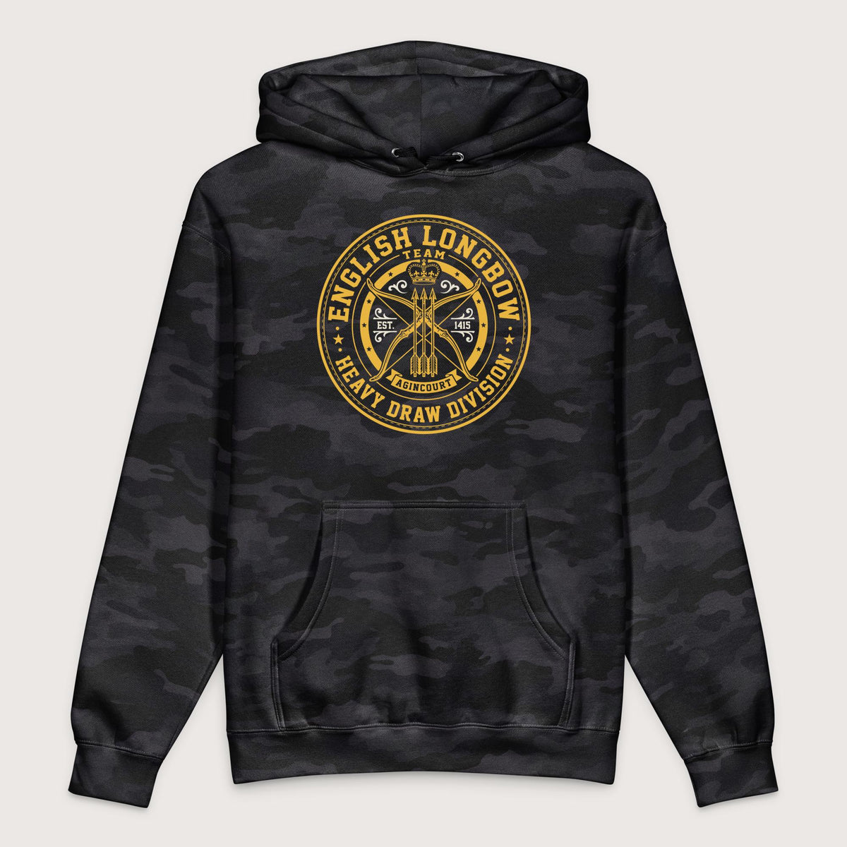 Black Camo English Longbow Heavy Draw Division - Premium Hoodie - history buff gift by HistoHead