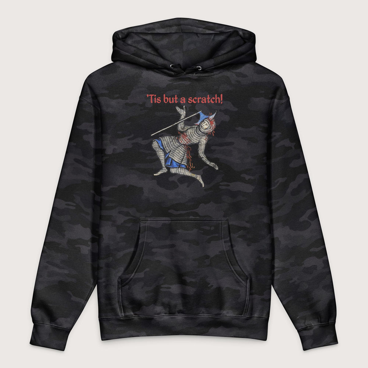 Black Camo Tis But A Scratch - Premium Hoodie - history buff gift by HistoHead