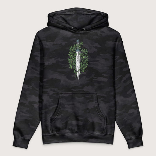 Black Camo Si Vis Pacem Para Bellum Latin Phrase - Premium Hoodie - history buff gift by HistoHead
