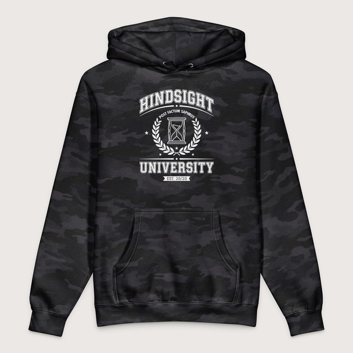 Black Camo Hindsight University - Premium Hoodie - history buff gift by HistoHead