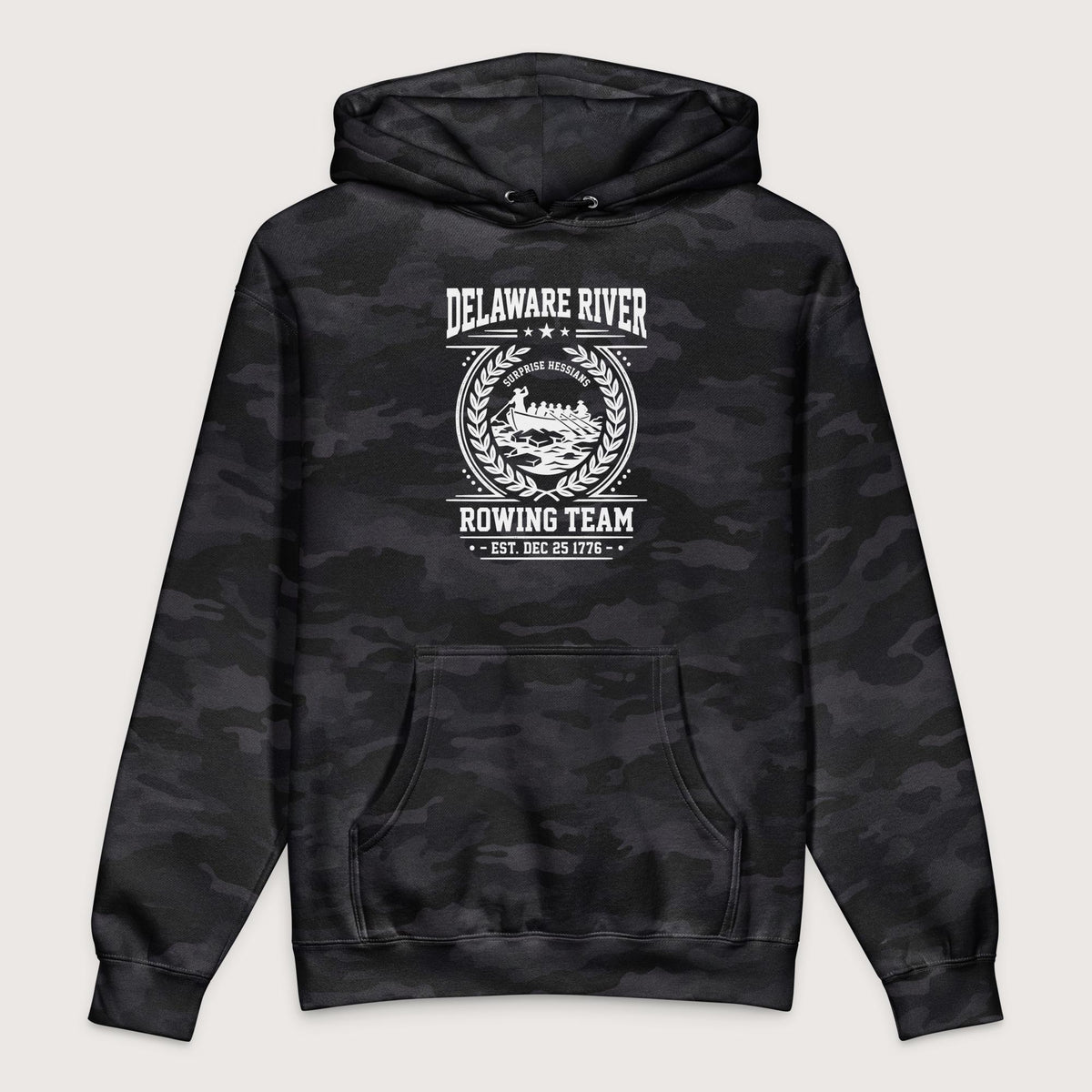 Black Camo Delaware River Rowing Team - Premium Hoodie - history buff gift by HistoHead