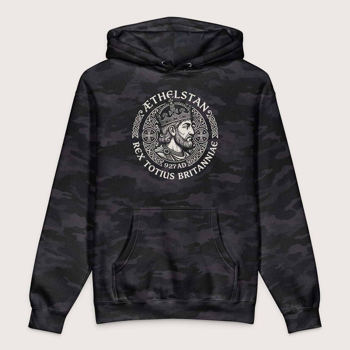 Black Camo Æthelstan King of All Britain - Premium Hoodie - history buff gift by HistoHead