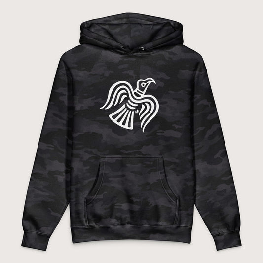 Black Camo Viking Raven Symbol - Premium Hoodie - history buff gift by HistoHead