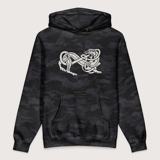 Black Camo Norse Lion - Premium Hoodie - history buff gift by HistoHead