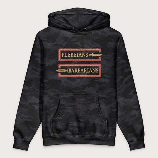 Black Camo Mosaic Plebeians or Barbarians - Premium Hoodie - history buff gift by HistoHead