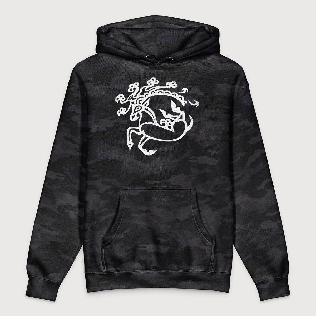 Black Camo Siberian Ice Maiden Deer - Premium Hoodie - history buff gift by HistoHead