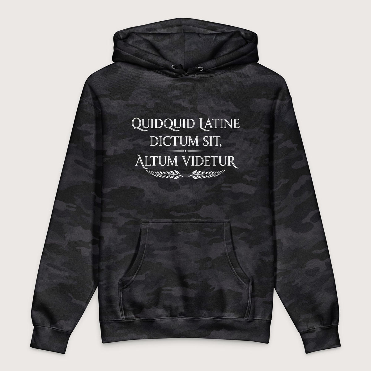 Black Camo Whatever Is Said in Latin Seems Deep - Premium Hoodie - history buff gift by HistoHead