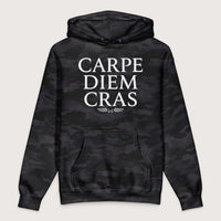Black Camo Seize the Day Tomorrow in Latin - Premium Hoodie - history buff gift by HistoHead