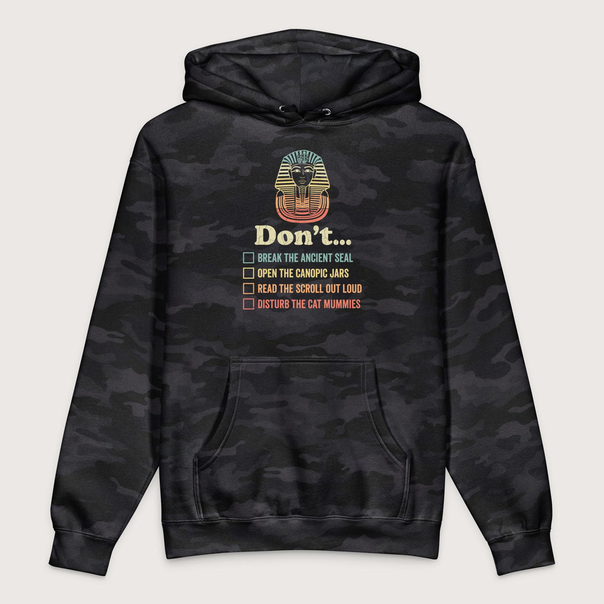 Black Camo King Tutankhamun Advice - Premium Hoodie - history buff gift by HistoHead