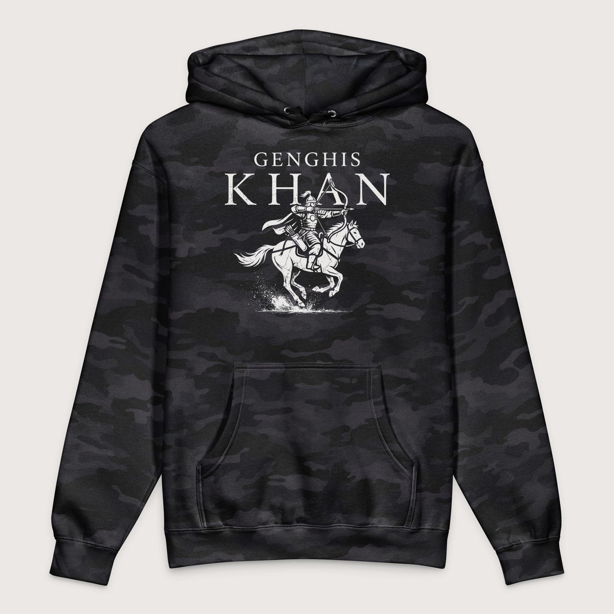 Black Camo Genghis Khan - Premium Hoodie - history buff gift by HistoHead