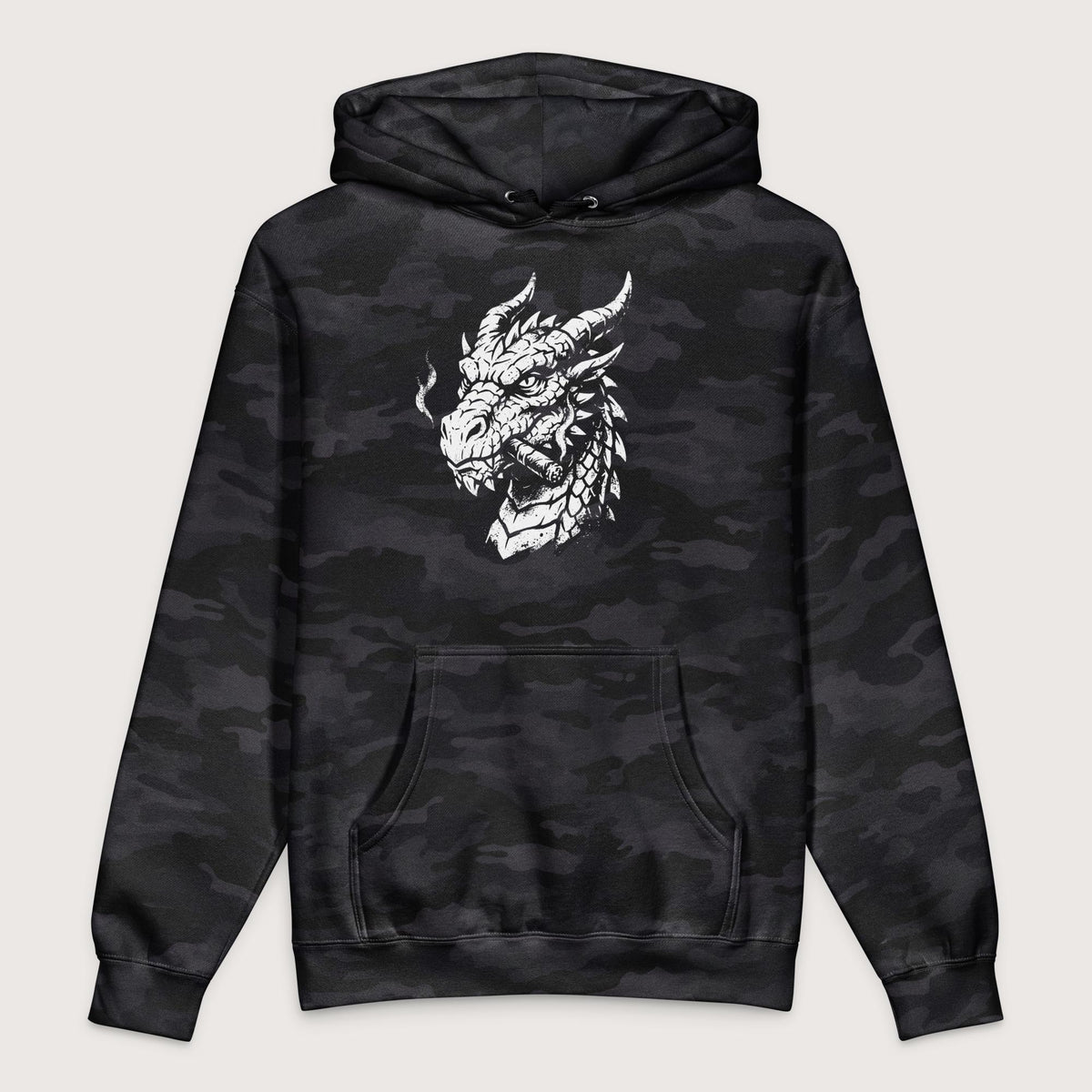 Black Camo Smoking Dragon - Premium Hoodie - history buff gift by HistoHead