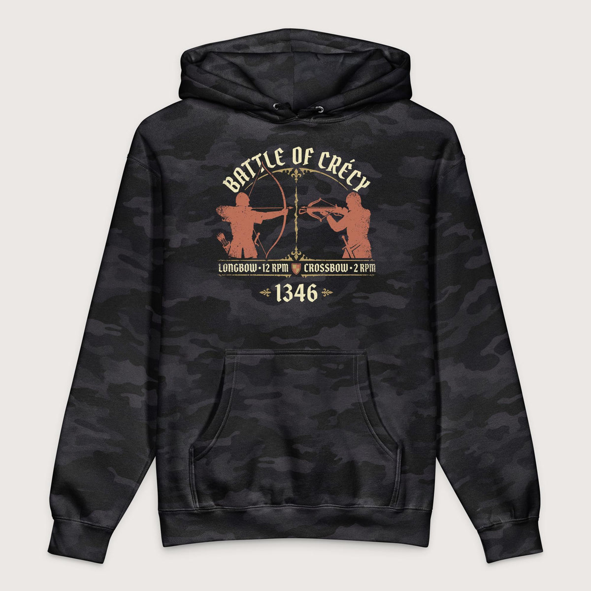 Black Camo Battle of Crecy 1346 - Premium Hoodie - history buff gift by HistoHead