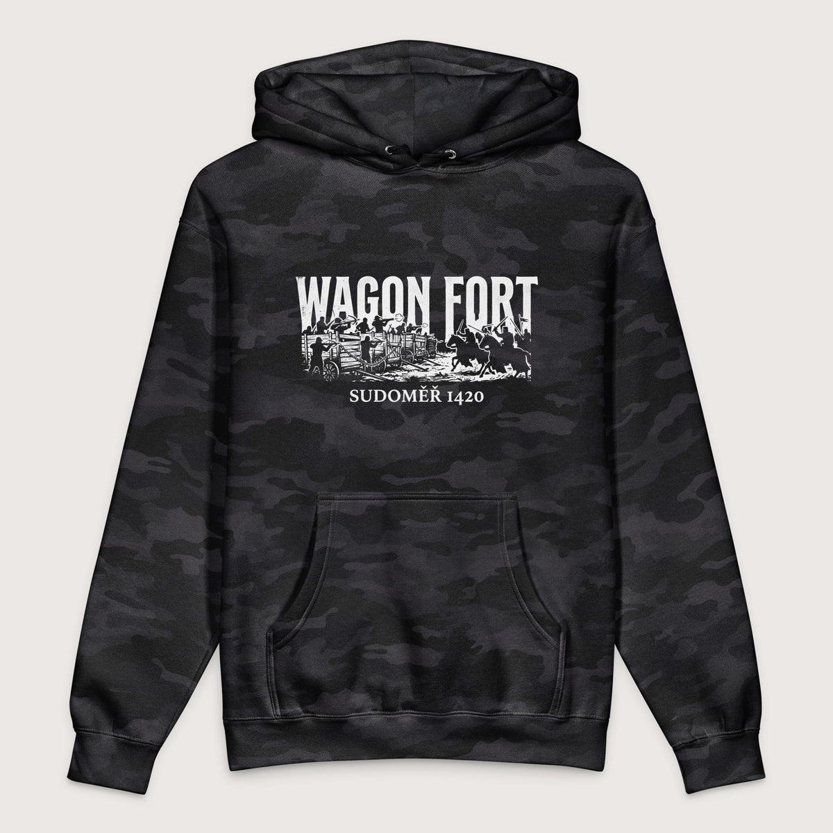 Black Camo Wagon Fort Battle of Sudoměř - Premium Hoodie - history buff gift by HistoHead
