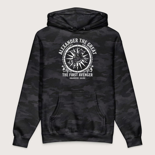 Black Camo Alexander the Great First Avenger - Premium Hoodie - history buff gift by HistoHead