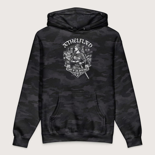 Black Camo Æthelflæd Lady of the Mercians - Premium Hoodie - history buff gift by HistoHead