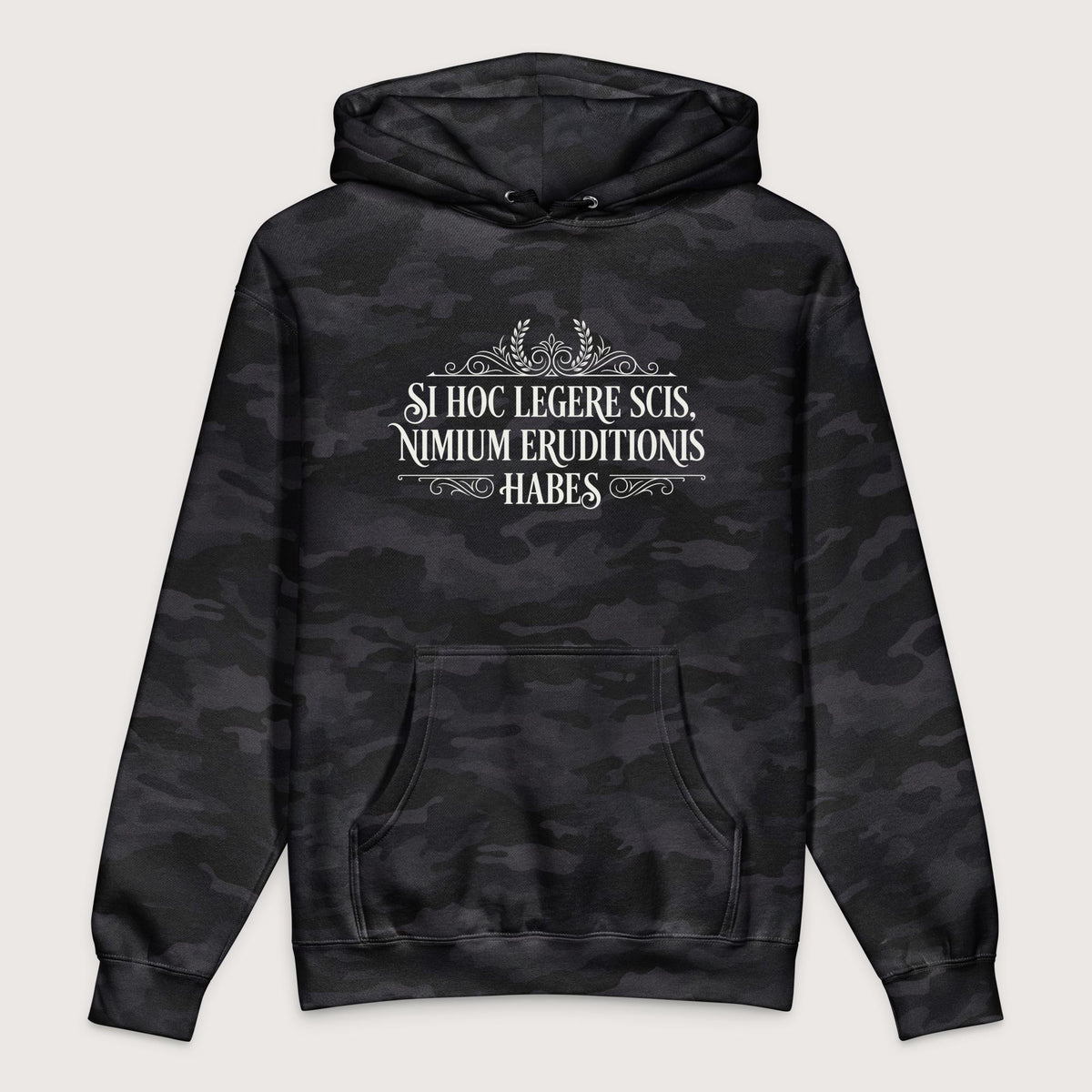 Black Camo If You Can Read This You Have Too Much Education in Latin - Premium Hoodie - history buff gift by HistoHead