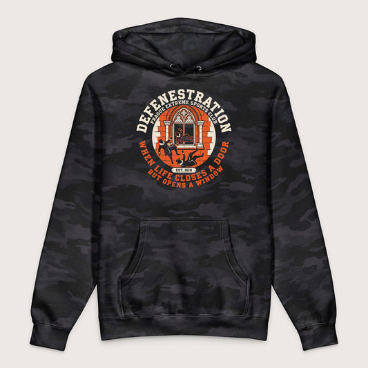 Black Camo Defenestration Prague Extreme Sports Club - Premium Hoodie - history buff gift by HistoHead