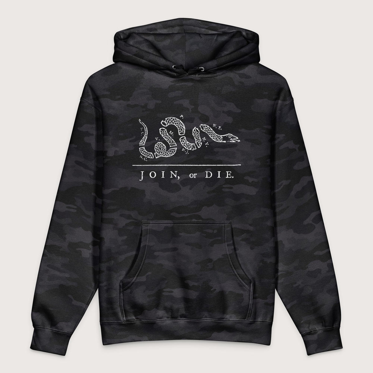 Black Camo Join Or Die - Premium Hoodie - history buff gift by HistoHead