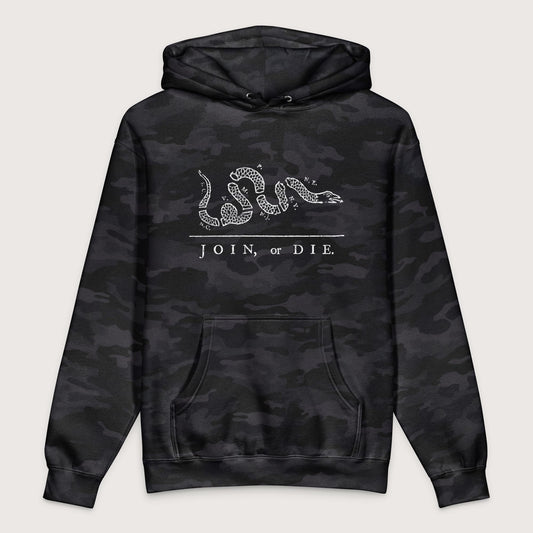 Black Camo Join Or Die - Premium Hoodie - history buff gift by HistoHead