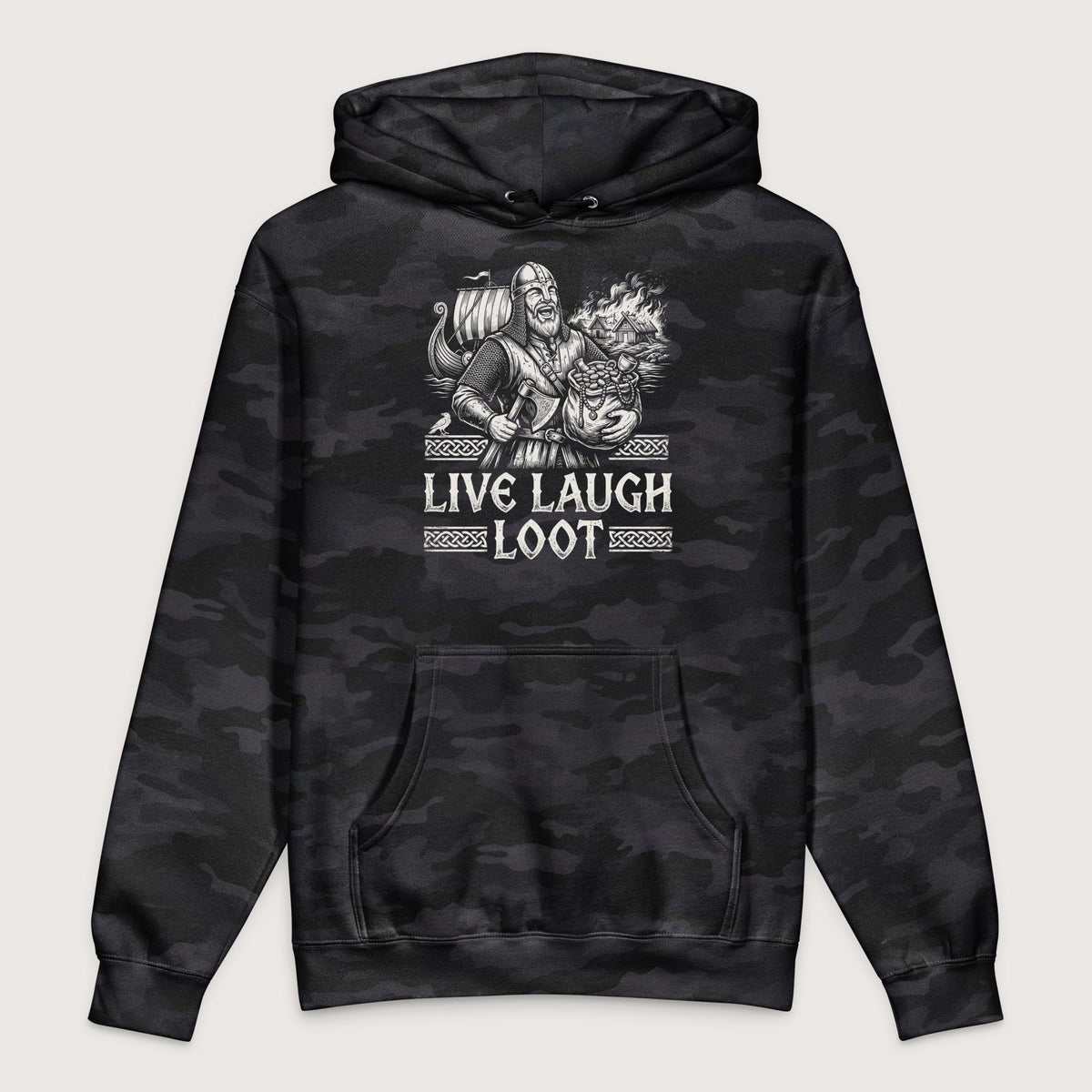 Black Camo Live Laugh Loot - Premium Hoodie - history buff gift by HistoHead