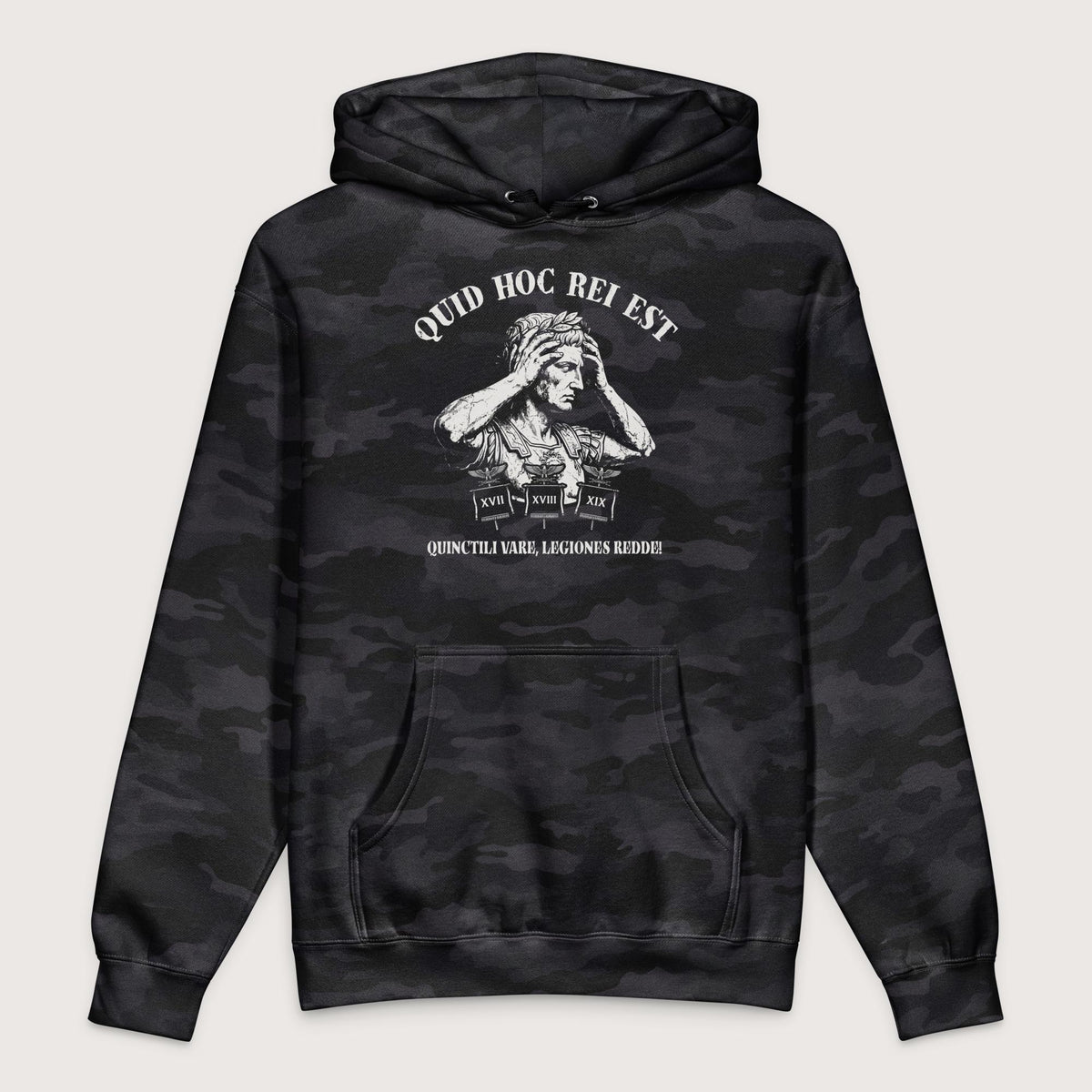 Black Camo Augustus What the Hell Is This Latin - Premium Hoodie - history buff gift by HistoHead