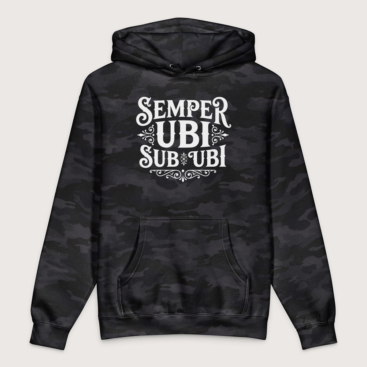 Black Camo Latin Pun Semper Ubi Sub Ubi - Premium Hoodie - history buff gift by HistoHead