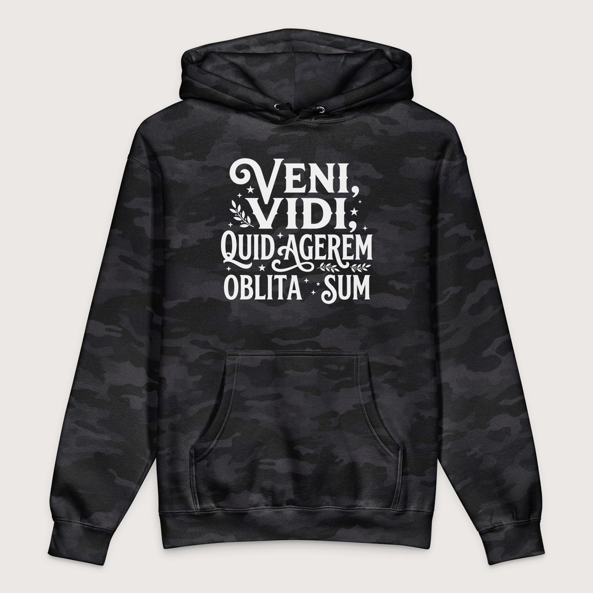 Black Camo Latin I Came I Saw I Forgot I Was Doing (Feminine Version) - Premium Hoodie - history buff gift by HistoHead