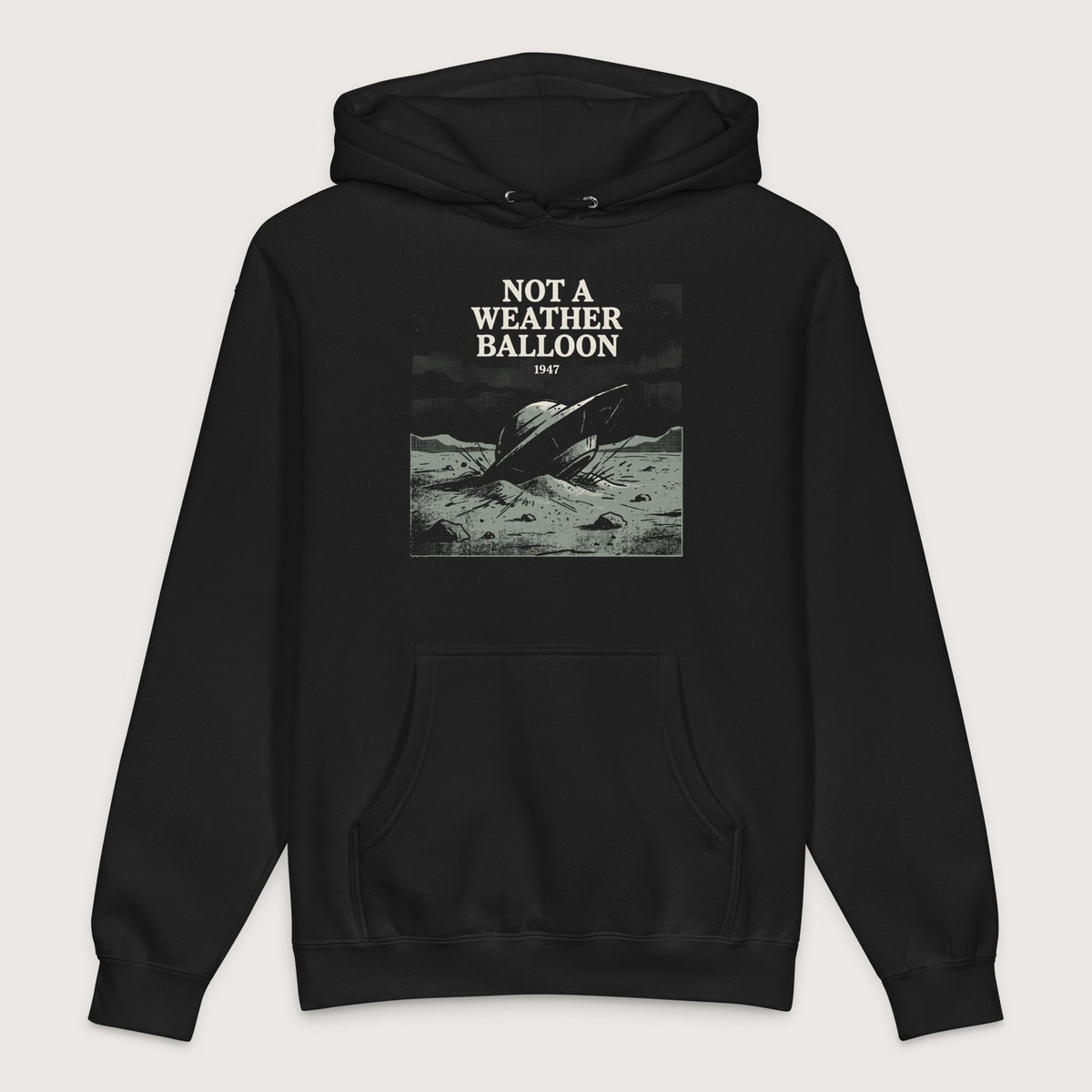 Black Roswell Weather Balloon - Premium Hoodie - history buff gift by HistoHead