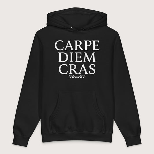 Black Seize the Day Tomorrow in Latin - Premium Hoodie - history buff gift by HistoHead