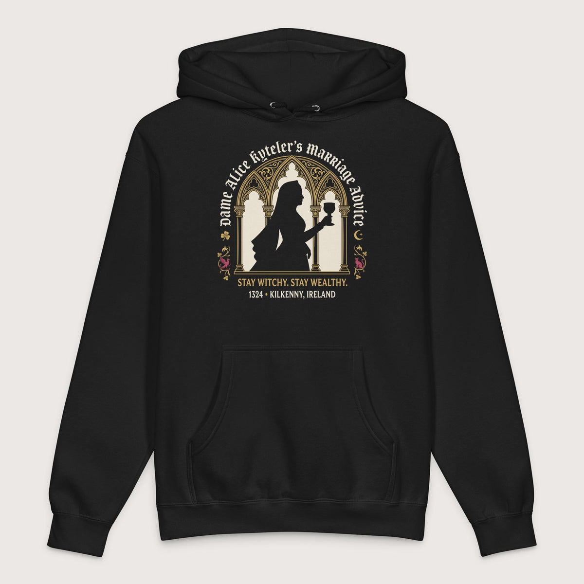 Black Alice Kyteler's Marriage Advice - Premium Hoodie - history buff gift by HistoHead