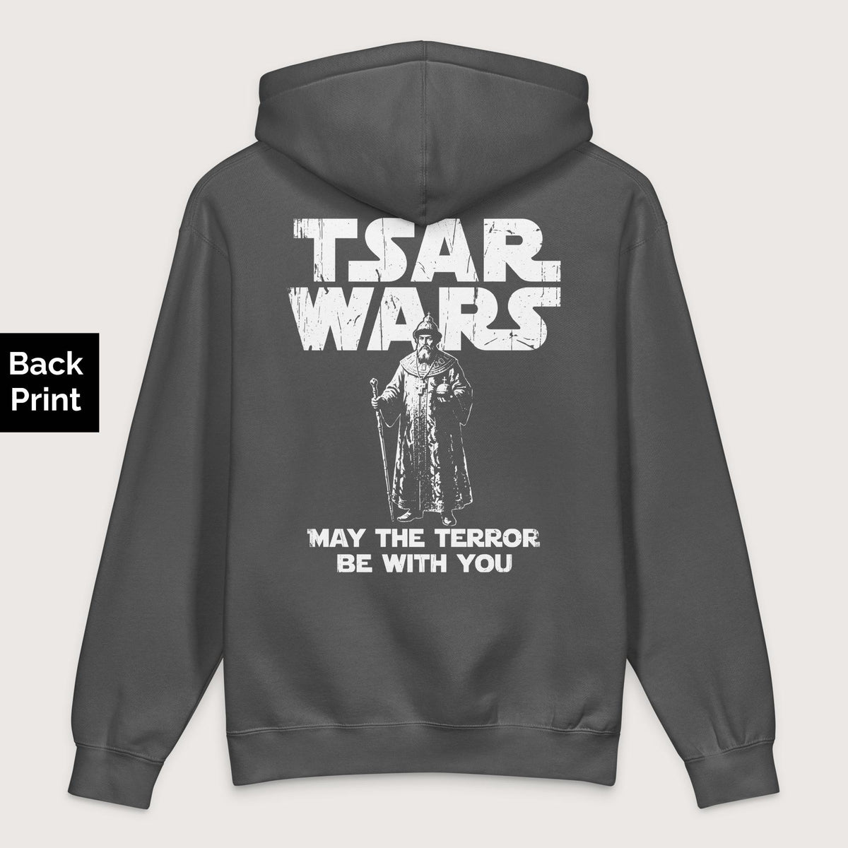 Charcoal Solid Ivan the Terrible Tsar Wars - Premium Hoodie - Back Print - history buff gift by HistoHead