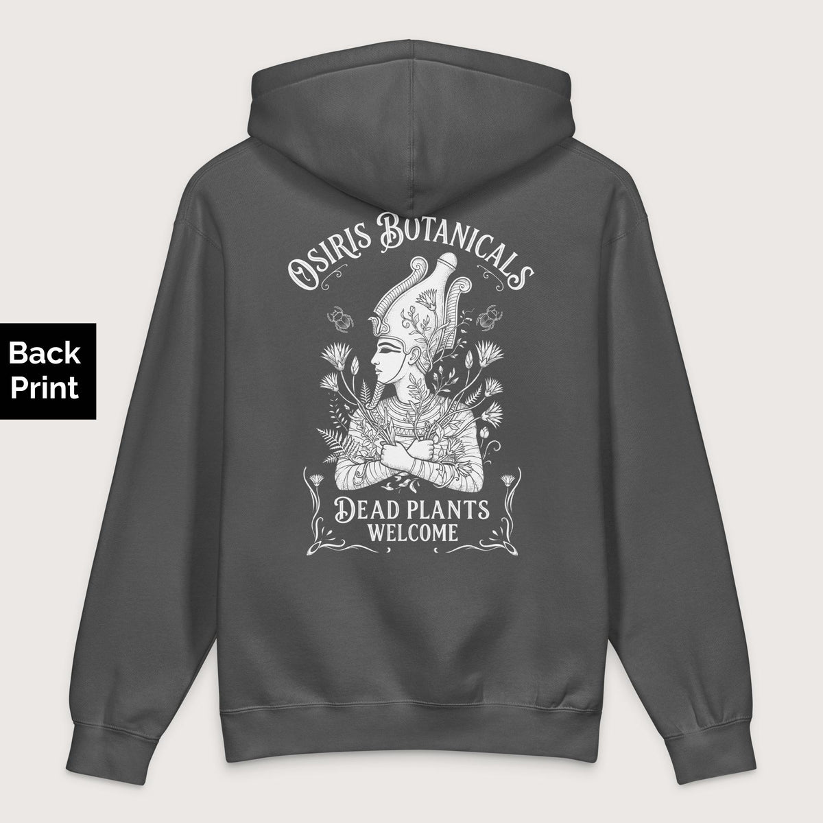 Charcoal Solid Osiris Botanicals - Premium Hoodie - Back Print - history buff gift by HistoHead