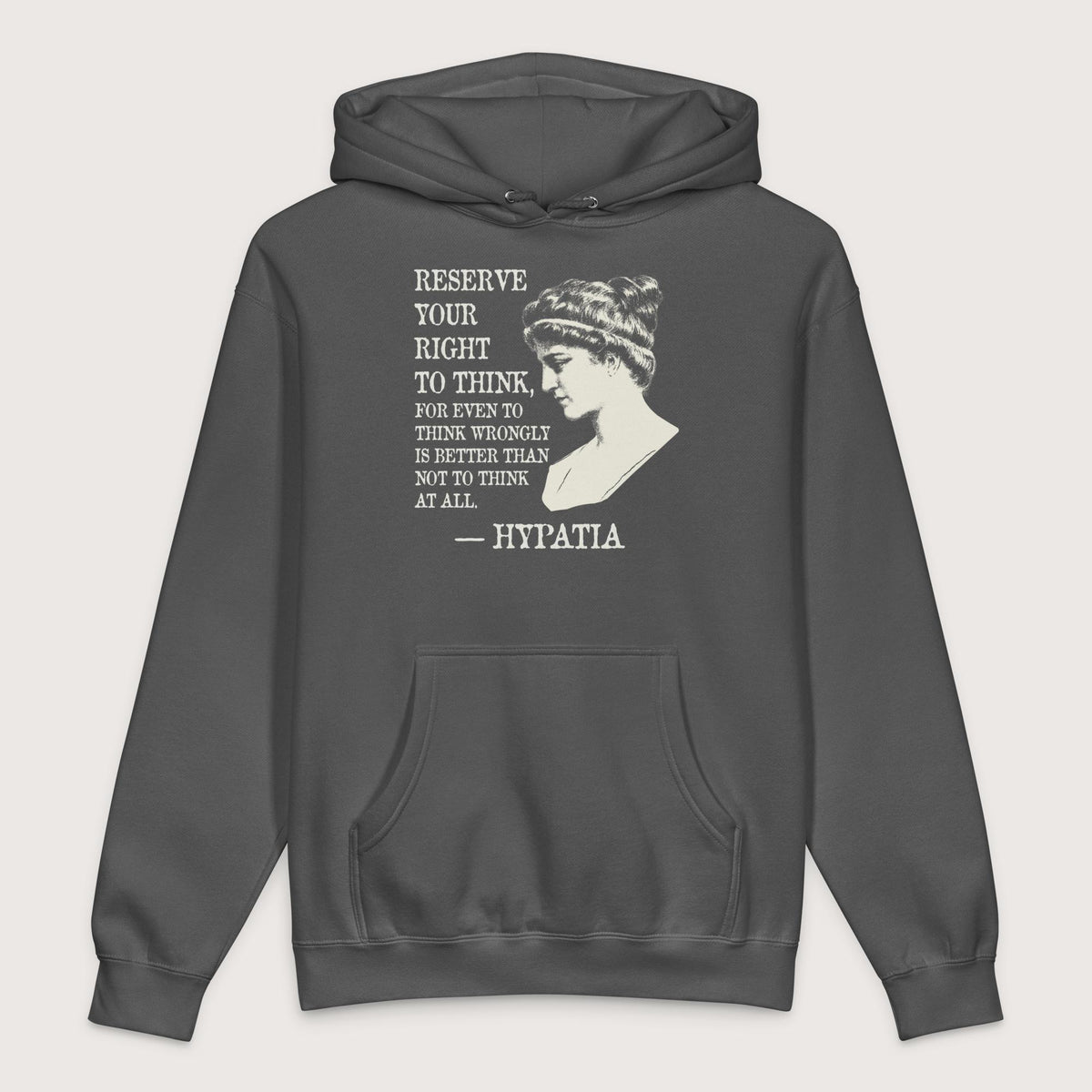 Charcoal Solid Hypatia Quote - Premium Hoodie - history buff gift by HistoHead