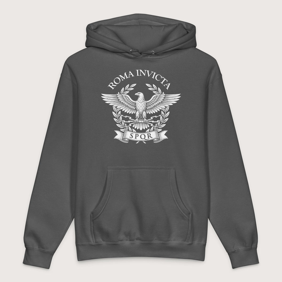 Charcoal Solid Roma Invicta - Premium Hoodie - history buff gift by HistoHead