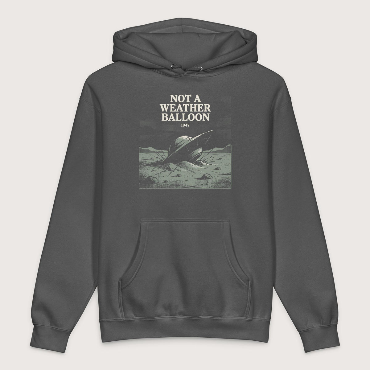 Charcoal Solid Roswell Weather Balloon - Premium Hoodie - history buff gift by HistoHead