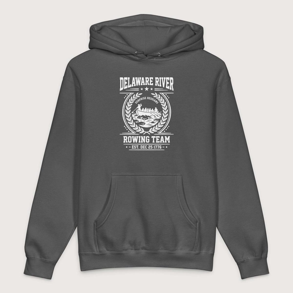Charcoal Solid Delaware River Rowing Team - Premium Hoodie - history buff gift by HistoHead