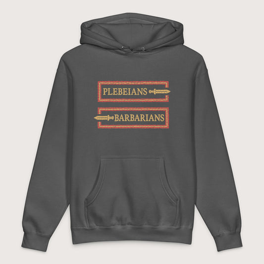 Charcoal Solid Mosaic Plebeians or Barbarians - Premium Hoodie - history buff gift by HistoHead