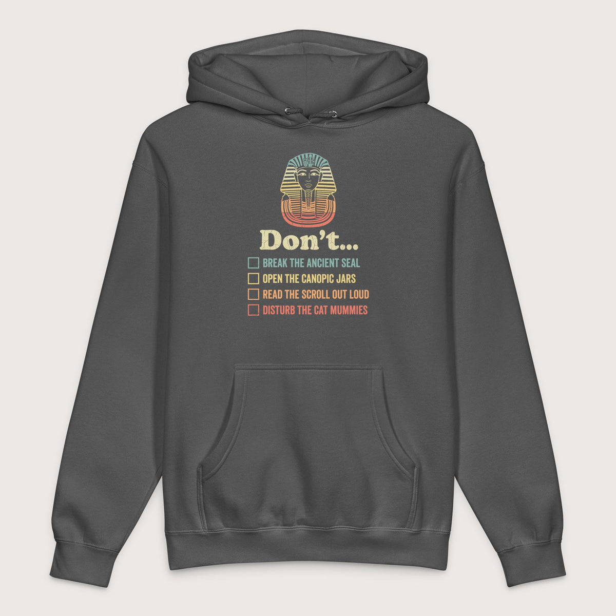Charcoal Solid King Tutankhamun Advice - Premium Hoodie - history buff gift by HistoHead