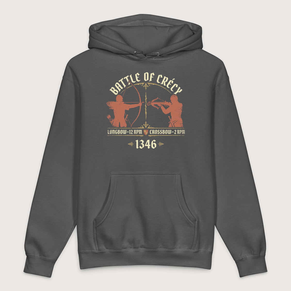 Charcoal Solid Battle of Crecy 1346 - Premium Hoodie - history buff gift by HistoHead