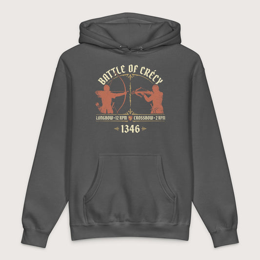 Charcoal Solid Battle of Crecy 1346 - Premium Hoodie - history buff gift by HistoHead