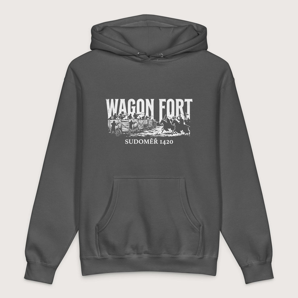 Charcoal Solid Wagon Fort Battle of Sudoměř - Premium Hoodie - history buff gift by HistoHead