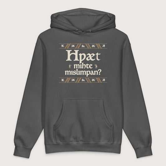 Charcoal Solid What Could Possibly Go Wrong in Old English (Wynn Version) - Premium Hoodie - history buff gift by HistoHead
