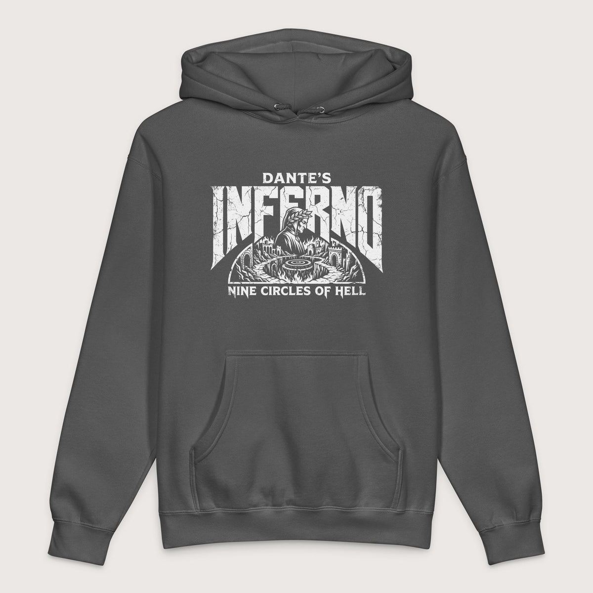 Charcoal Solid Dante's Inferno - Premium Hoodie - history buff gift by HistoHead