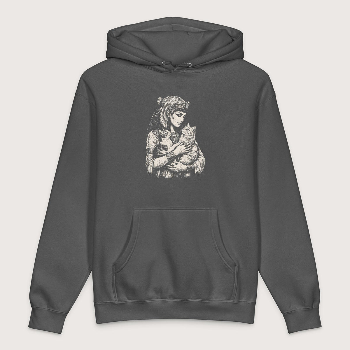 Charcoal Solid Cleopatra's Cats - Premium Hoodie - history buff gift by HistoHead