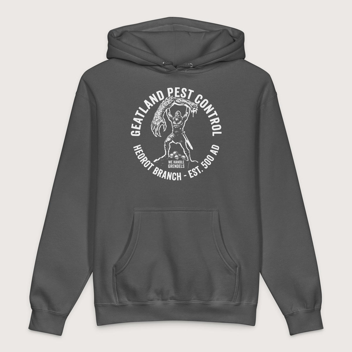 Charcoal Solid Geatland Pest Control - Premium Hoodie - history buff gift by HistoHead