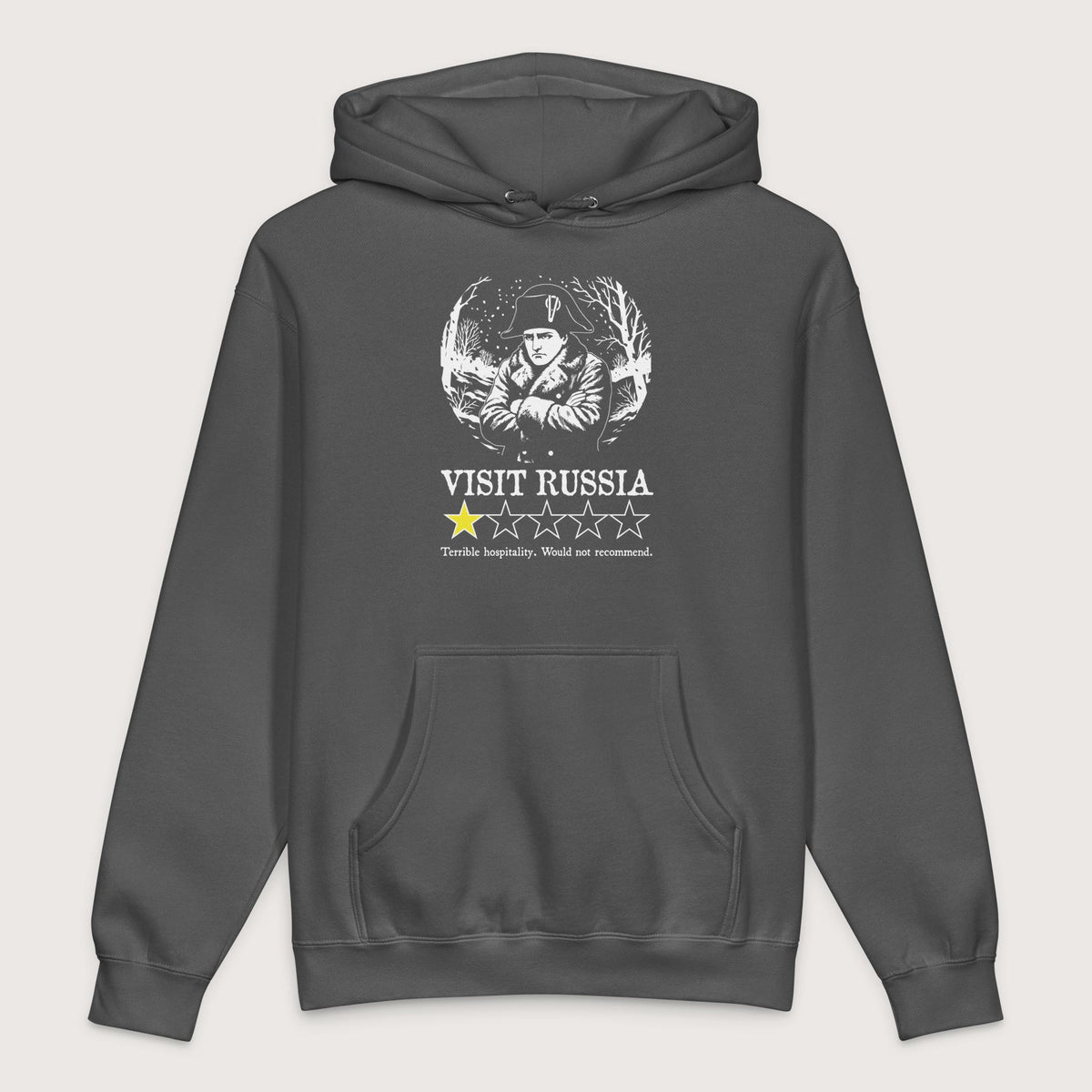 Charcoal Solid Napoleon Visit Russia Review - Premium Hoodie - history buff gift by HistoHead
