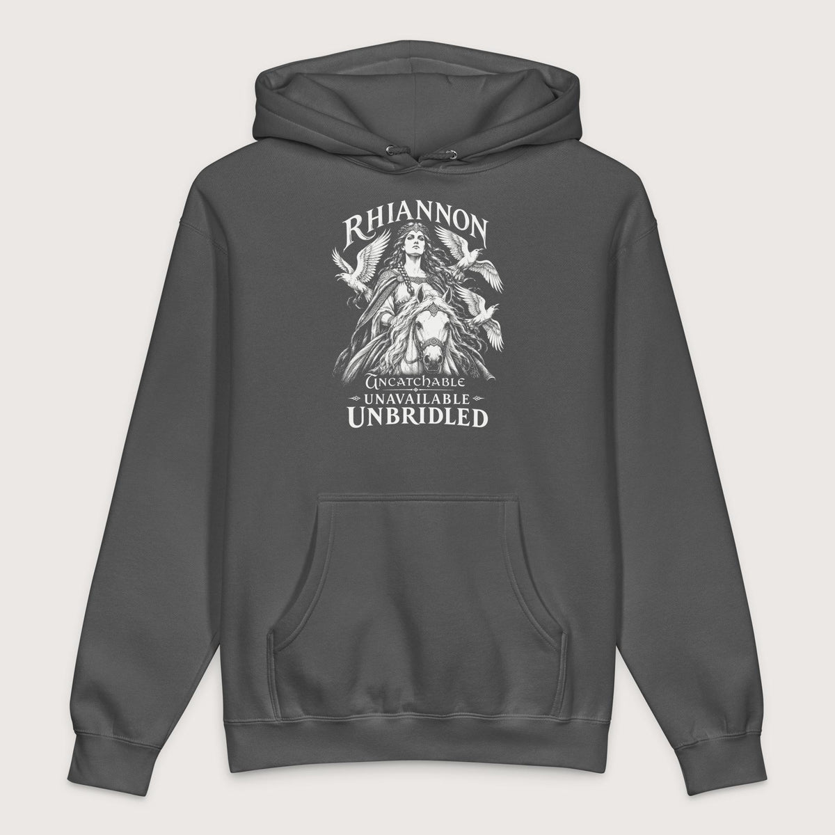 Charcoal Solid Rhiannon Uncatchable Unavailable Unbridled - Premium Hoodie - history buff gift by HistoHead