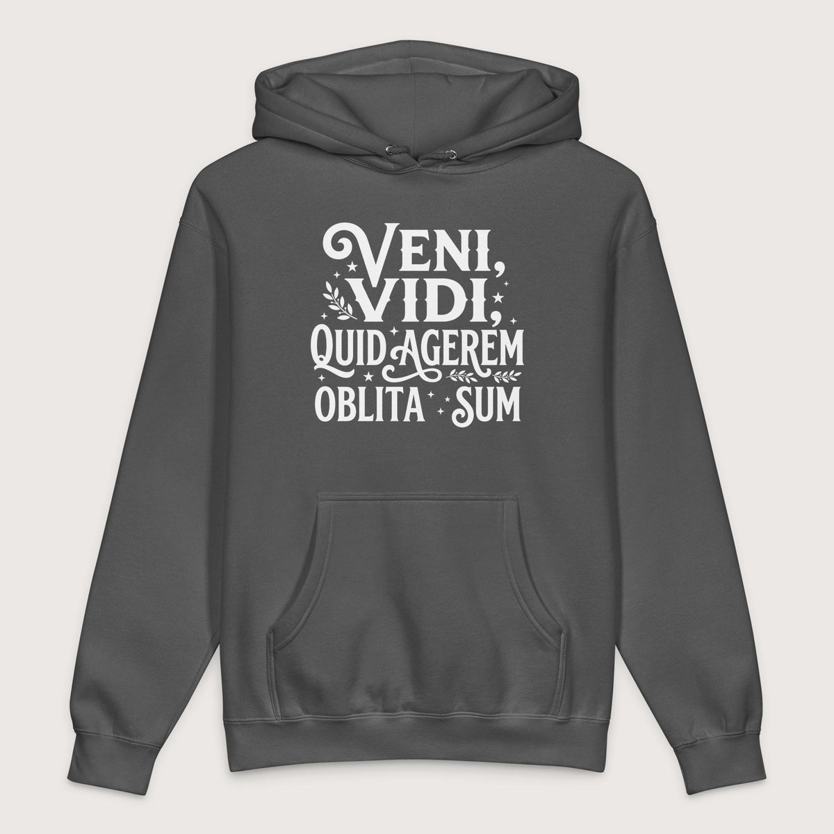 Charcoal Solid Latin I Came I Saw I Forgot I Was Doing (Feminine Version) - Premium Hoodie - history buff gift by HistoHead